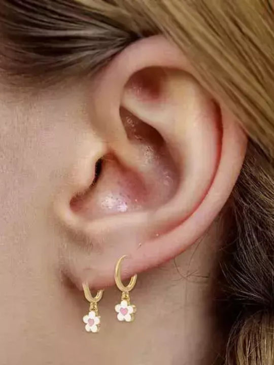 Kids Hypoallergenic Flower Hoop Earrings Steel 316L Gold Bode 02394 Kids Hypoallergenic Flower Hoop Earrings Steel 316L Gold Bode 02394