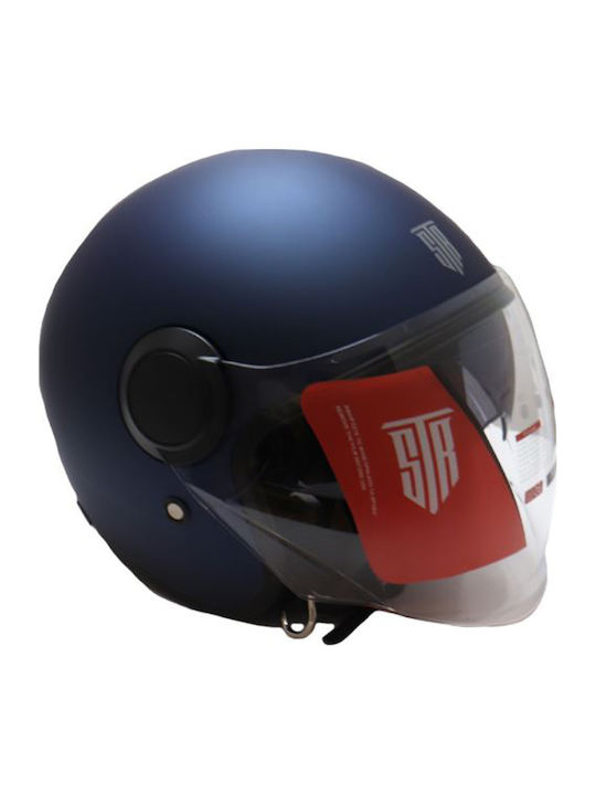 STR Pilot Blue Mat Κράνος Μηχανής Jet ECE 22.06 1250gr με Sunvisor