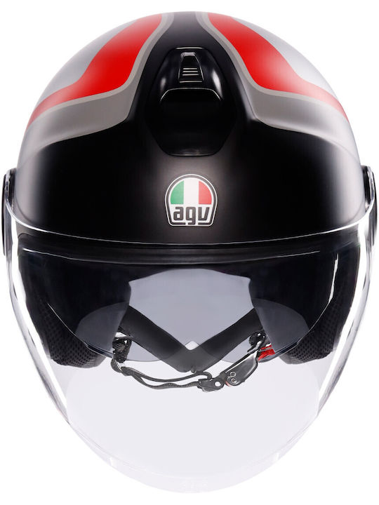 AGV Eteres Scaglieri Matt Grey/Red Motorradhelm Jet ECE 22.06 1345gr mit Sonnenblende