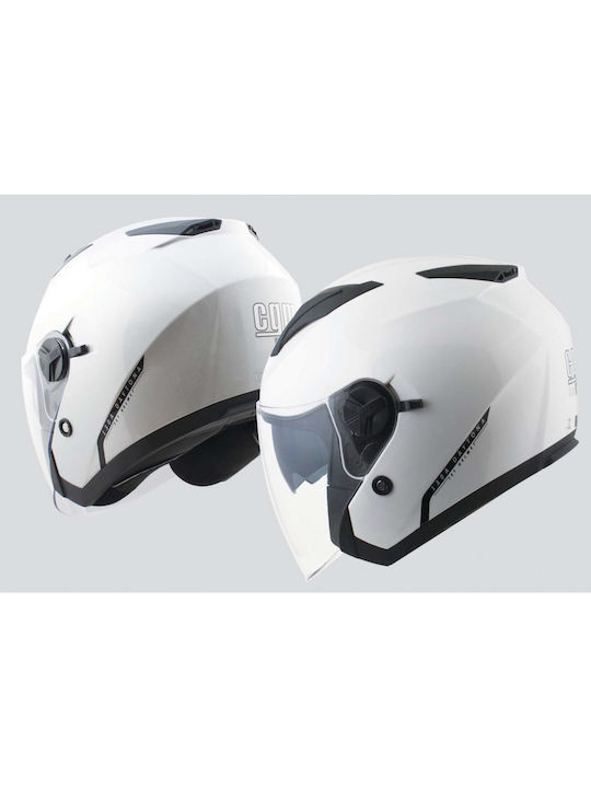 CGM 130A Daytona White Motorcycle Helmet Jet ECE 22.05 1350g with Sun Visor