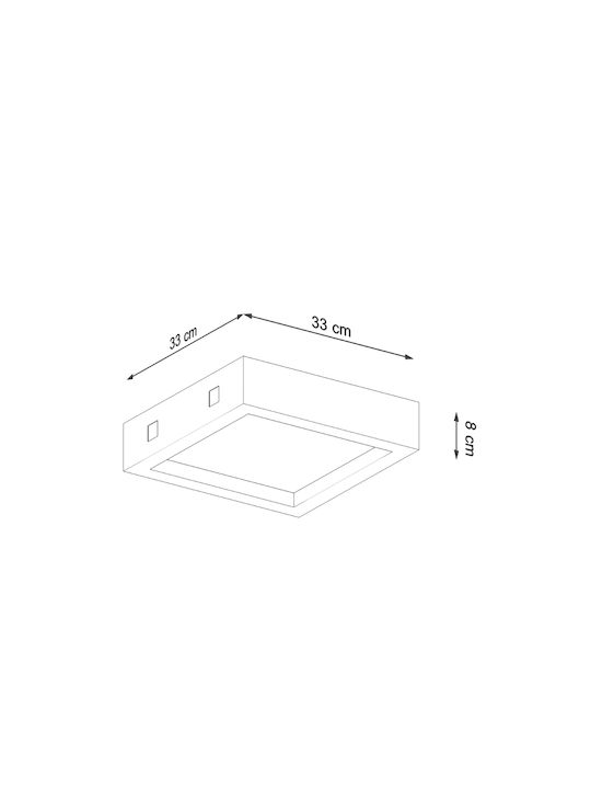 Sollux Riza Ceiling Mount Light 33cm Gray with Integrated LED made of Cement
