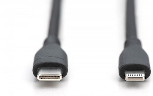 Digitus USB-C to Lightning Cable 60W Μαύρο 1m AK-600110-020-S