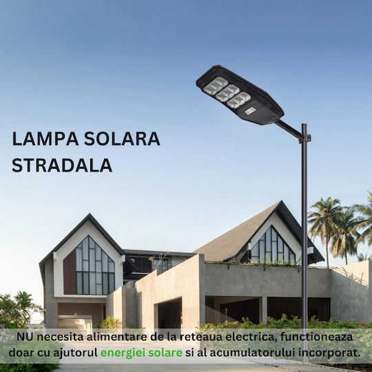 100W Соларна улична лампа Visionhub 360 LED прожектор в 9 кутии Вградена соларна панелна зарядка Дистанционно управление Сензор за движение IP67 водоустойчивост Включена метална стойка Черна
