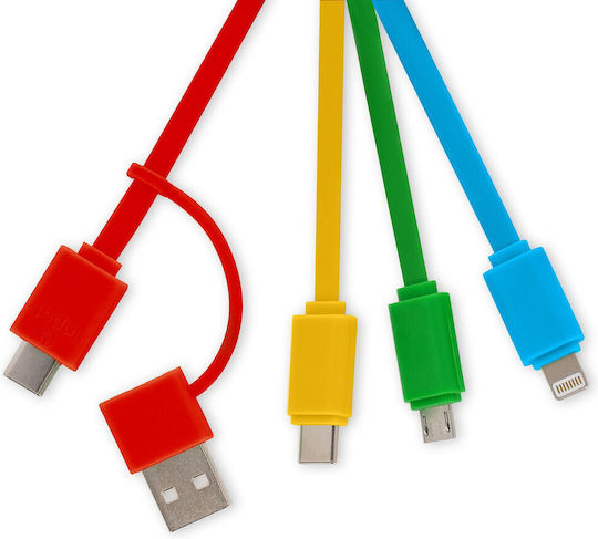 Legami Milano Link Up Rainbow Regular USB to Type-C / micro USB / Lightning 0.08m 3A Cable (UCC0013)