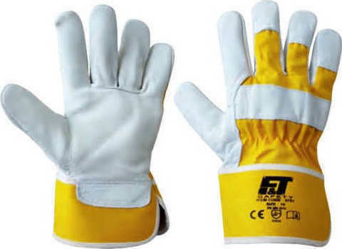 Ft-Safety Gloves for Work Yellow Leather-/Cotton