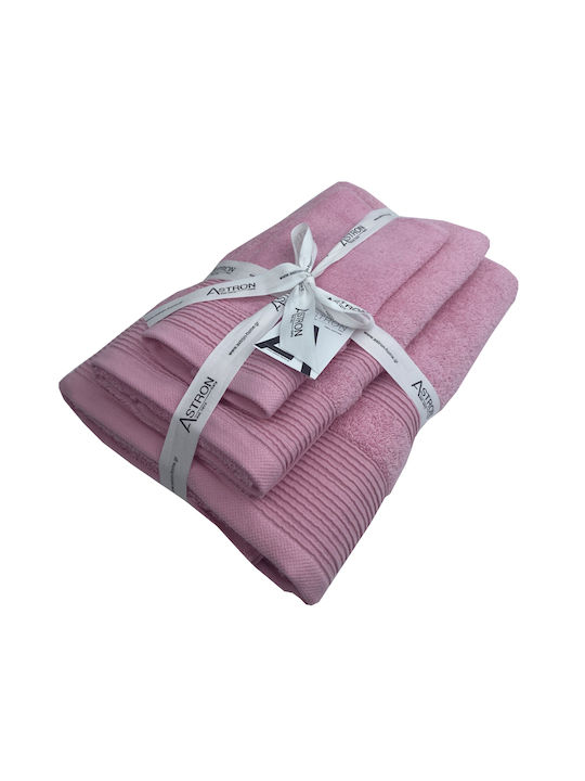 Astron Italy Badehandtuch-Set 3 Stück Rosa Gewicht 550gr/m²