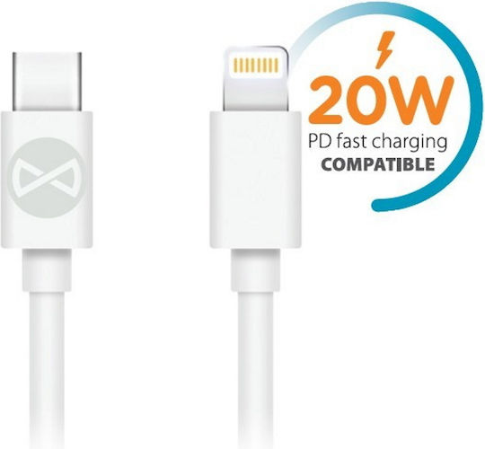 Forever Редовна USB-C към Lightning кабел 60W Бял 1м (8055)