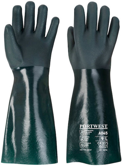 Portwest Safety Gloves Green PVC/Cotton