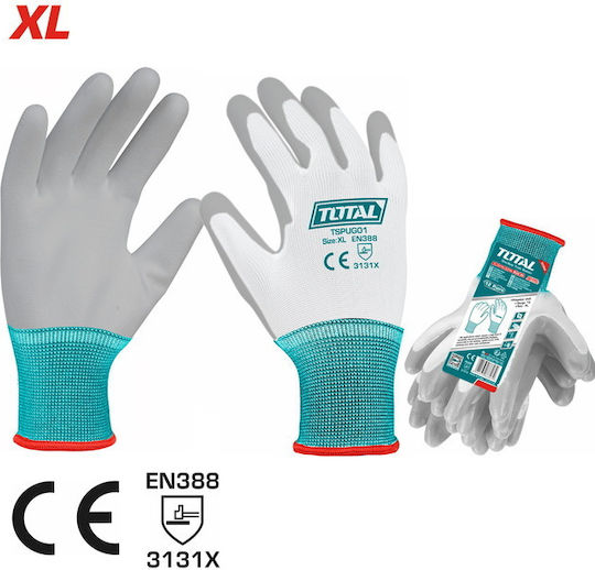 Total Gloves for Work Green Polyurethane/Polyester 1pcs