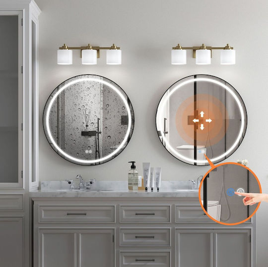 Tutumi Στρογγυλός Καθρέπτης Μπάνιου Led 60x60cm Μαύρος