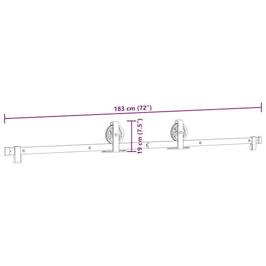 vidaXL Mecanism Pentru Ușă Glisantă De 183cm Negru