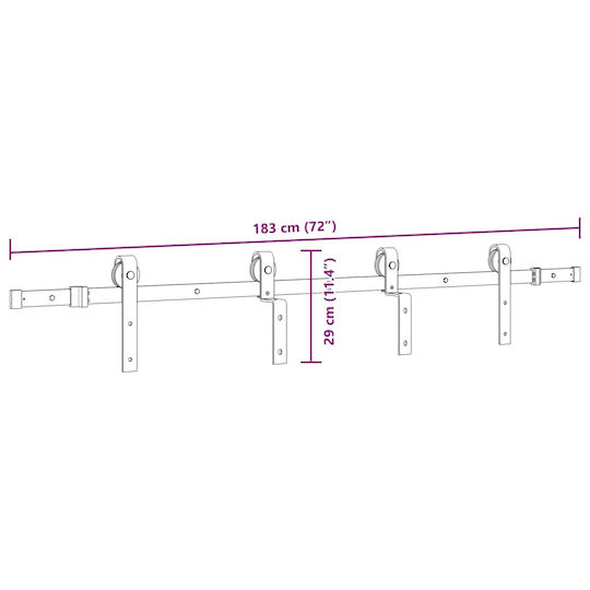 vidaXL Μηχανισμός Συρόμενης Μεσόπορτας 183cm Μαύρος