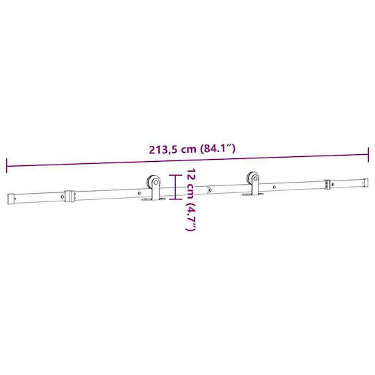 vidaXL Μηχανισμός Συρόμενης Μεσόπορτας 213.5cm Μαύρος