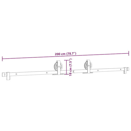 vidaXL Μηχανισμός Συρόμενης Μεσόπορτας 200cm Μαύρος