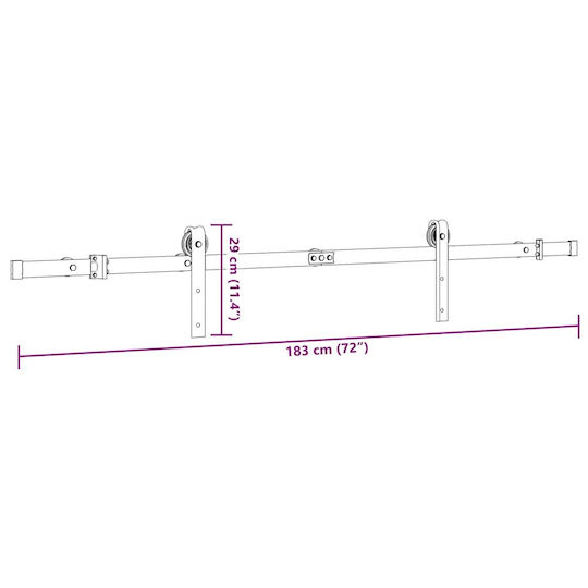 vidaXL Sliding Door Mechanism For Door Knobs 183cm Black