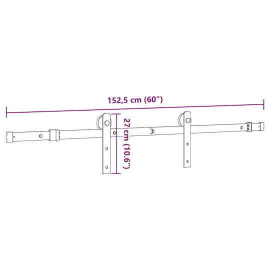 vidaXL Sliding Door Mechanism 152cm Black