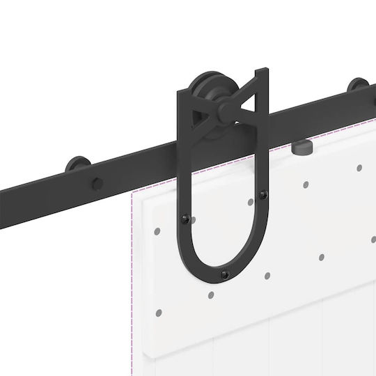 vidaXL Sliding Door Mechanism for Middle Door 200cm Black