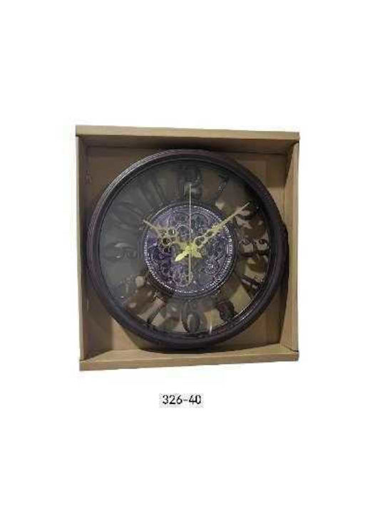 Antikes Wanduhr Kunststoff Braun Ø40cm