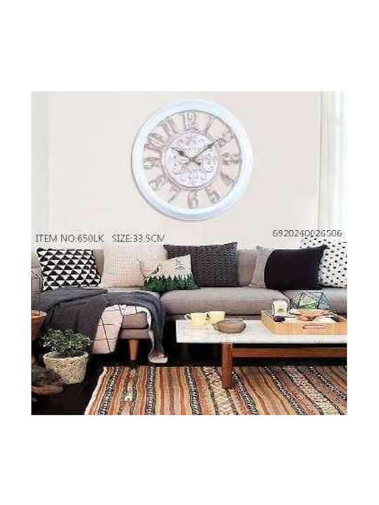 Wall Clock Plastic White Ø33.5cm