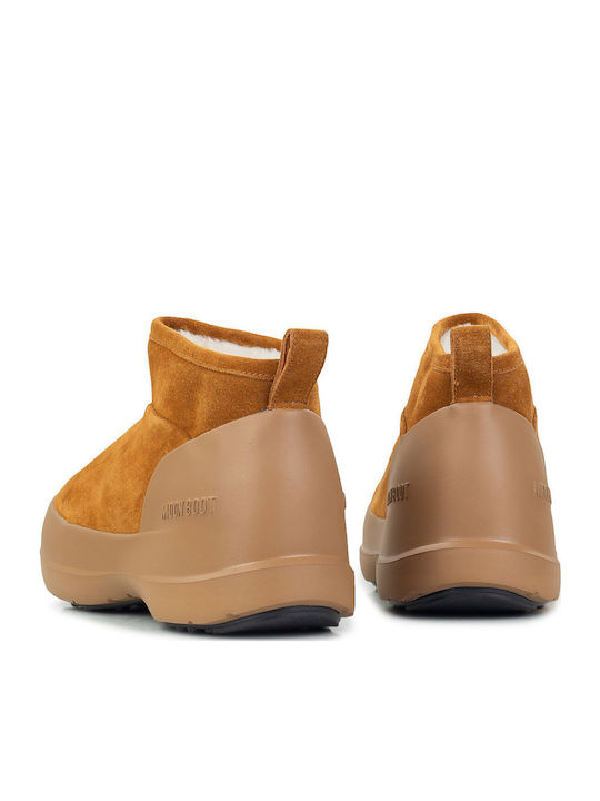 Luna Suede Women's Ankle Boots with Fur Tabac Brown