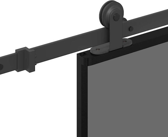 Vidaxl Sliding Door Hardware Set Glass Aluminum Black