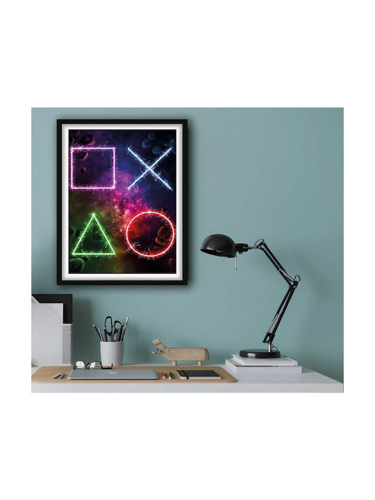 Gaming Poster Playstation Symbols Gm128 21cm X 30cm White Wooden Frame