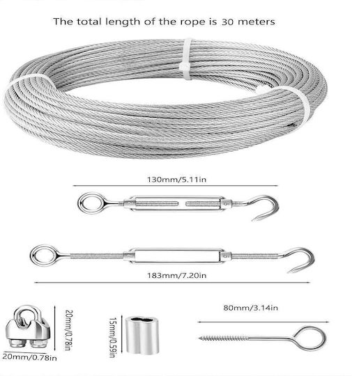 Tootaci Complete Wire Rope Set Tensioners Type A