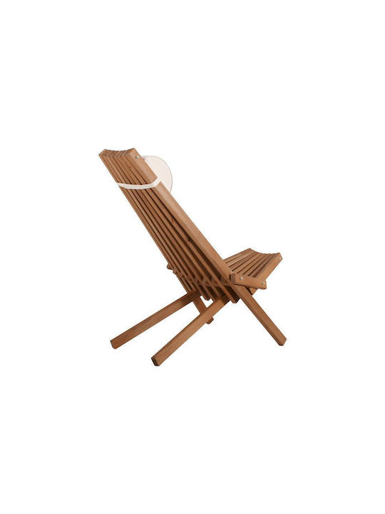 Fotoliu de exterior Lemn Natural, Beige cu pernă 54x94x96cm