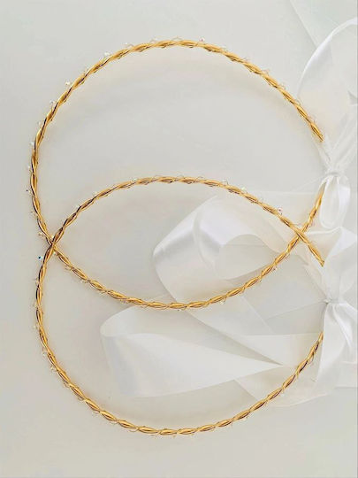 Позлатени сватбени корони с кристали Swarovski Eleni Gold
