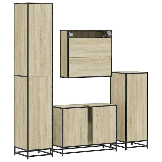 vidaXL Πάγκος με Νιπτήρα & Καθρέπτη Μ80xΒ60xΥ33cm Sonoma Δρυς