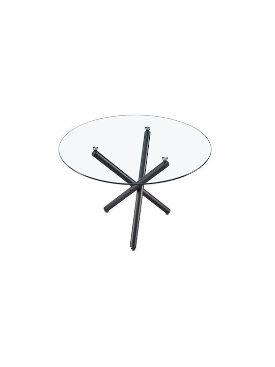Gem Table Kitchen with Glass Surface Transparent 110x110x74cm