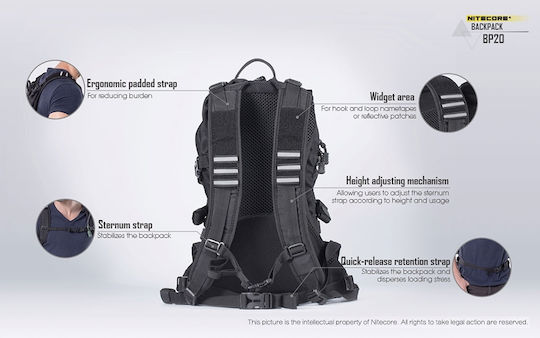 NiteCore Militärischer Rucksack Rucksack Schwarz 20Es