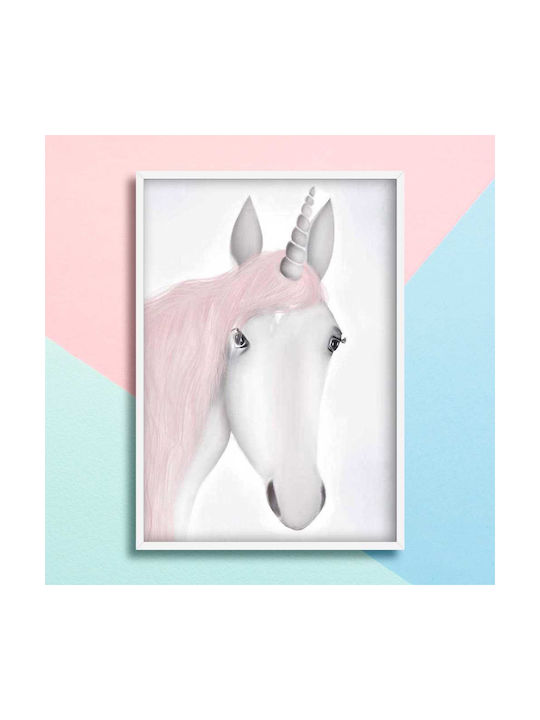 Παιδικό Κάδρο Unicorn με Λευκή Κορνίζα από Ξύλο 21x30εκ.