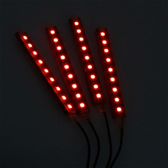 Διακοσμητικά Εσωτερικά Led Bluetooth Rgb Panel Αυτοκινήτου 12v 9 Smd 12cm Αναπτήρα Αυτοκινήτου 4 Τμχ Ee7437 Oem