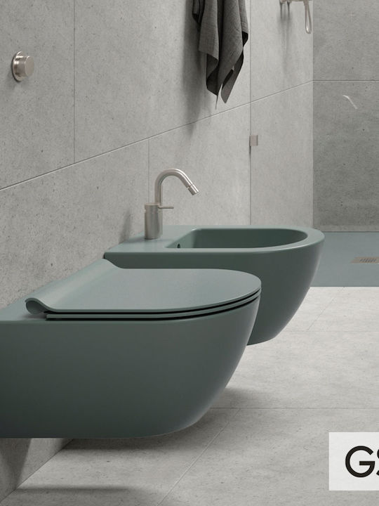 GSI Wall-Mounted Toilet with Slim Cover Soft Close Green
