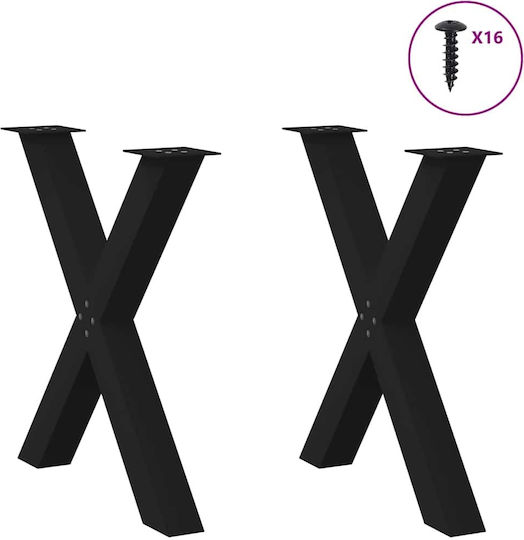 vidaXL Металик Крак На Мебел 2 Бройки Подходящ За Маса / Малка Маса / Офис 70x72см Черен