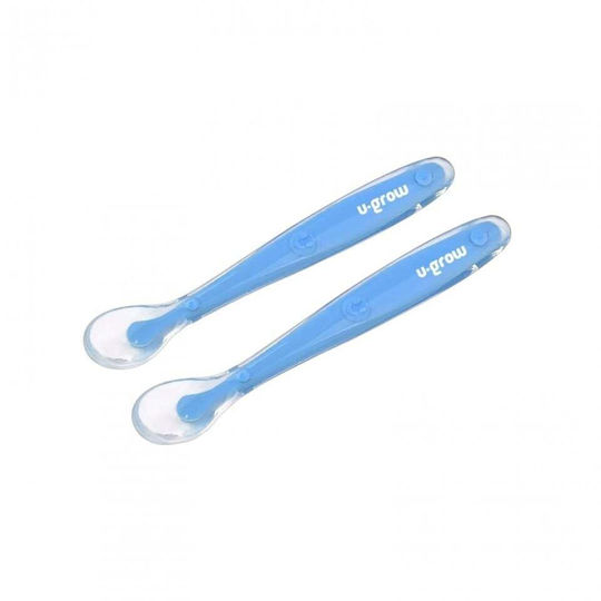 U-Grow Baby Set with Spoons made of Silicone for 6+ months Light Blue