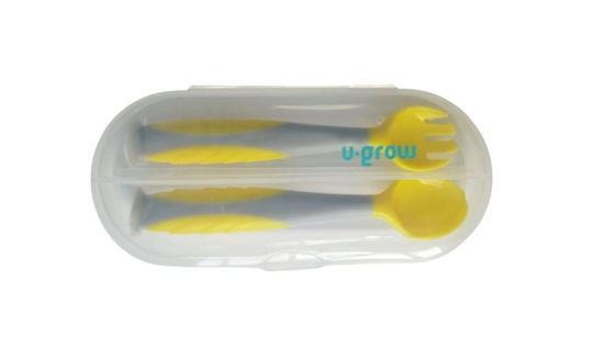 U-Grow Βρεφικό Σετ με Πιρούνι από Πλαστικό Κίτρινα