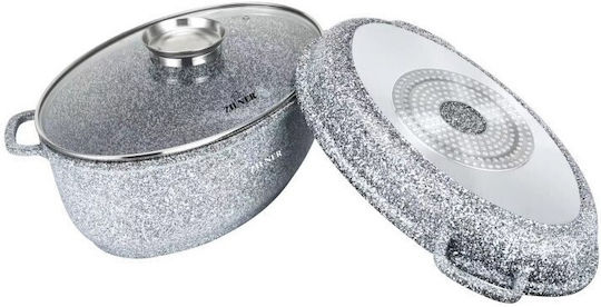 Zilner Dutch Oven Oval Made of Aluminum with Glass Lid 36x24cm 1pcs