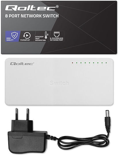 Qoltec 52246 Unverwaltet L2 Switch mit 8 Ports Ethernet