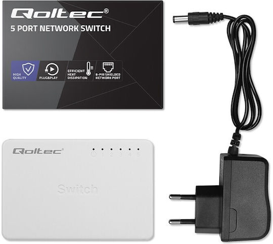 Qoltec Unmanaged L2 Switch with 5 Ethernet Ports