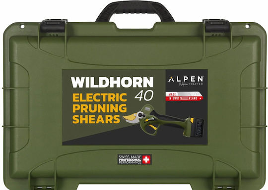 Alpen Swiss Tools 40 Wild Horn Battery Pruner 21.6V 2x2.6Ah/4.5Ah With Maximum Cutting Diameter 40mm In Carrying Case