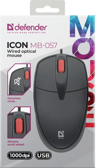 Defender Icon Mb-057 Black Ενσύρματο Ποντίκι Μαύρο