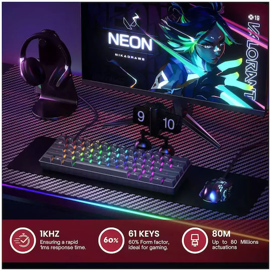 HK Gaming GK61 SE RGB Gaming Mechanical Keyboard 60% with Speed Yellow switches and RGB lighting (English US)