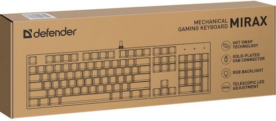 Defender Mirax GK-352 Gaming Μηχανικό Πληκτρολόγιο με Outemu Blue διακόπτες και RGB φωτισμό (Αγγλικό US)