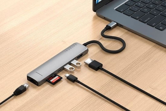 Satechi USB-C Stație de andocare cu HDMI 4K PD Ethernet Gri (ST-P7SM)