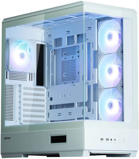 Zalman P50 DS Gaming Midi-Turm Computergehäuse mit Seitenfenster Weiß