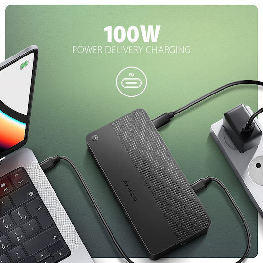 Axagon USB-C Dockingstation für Laptops mit HDMI/DisplayPort 4K PowerDelivery Ethernet und Verbindung für 2 Monitore Schwarz