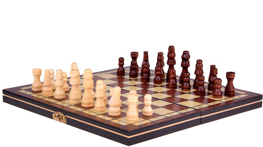 Jokomisiada Set 3in1 Σετ Ξύλινα Πούλια & Ζάρια για Τάβλι 2cm 16τμχ