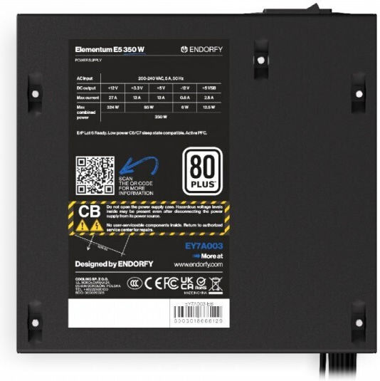 Endorfy Elementum E5 350W Μαύρο Τροφοδοτικό Υπολογιστή Full Wired